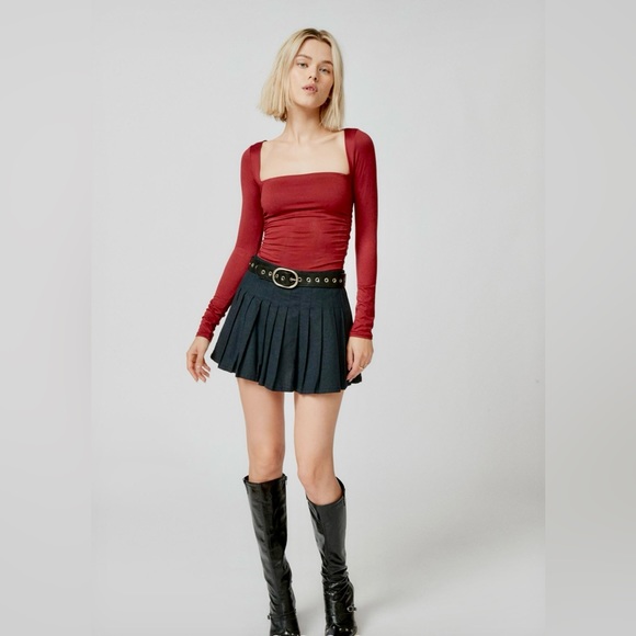 NWT Urban Outfitters Silence + Noise Victoria Long Sleeve, Square Neck Top, L - Picture 2 of 11